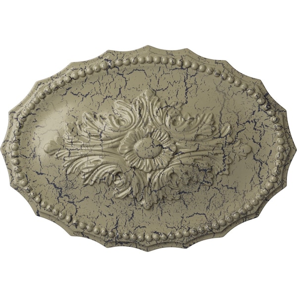 Ekena Millwork Oxford Ceiling Medallion, Hand-Painted Castle Stone Crackle, 16 7/8"W x 11 3/4"H x 1 1/2"P CM16OXCSC - main